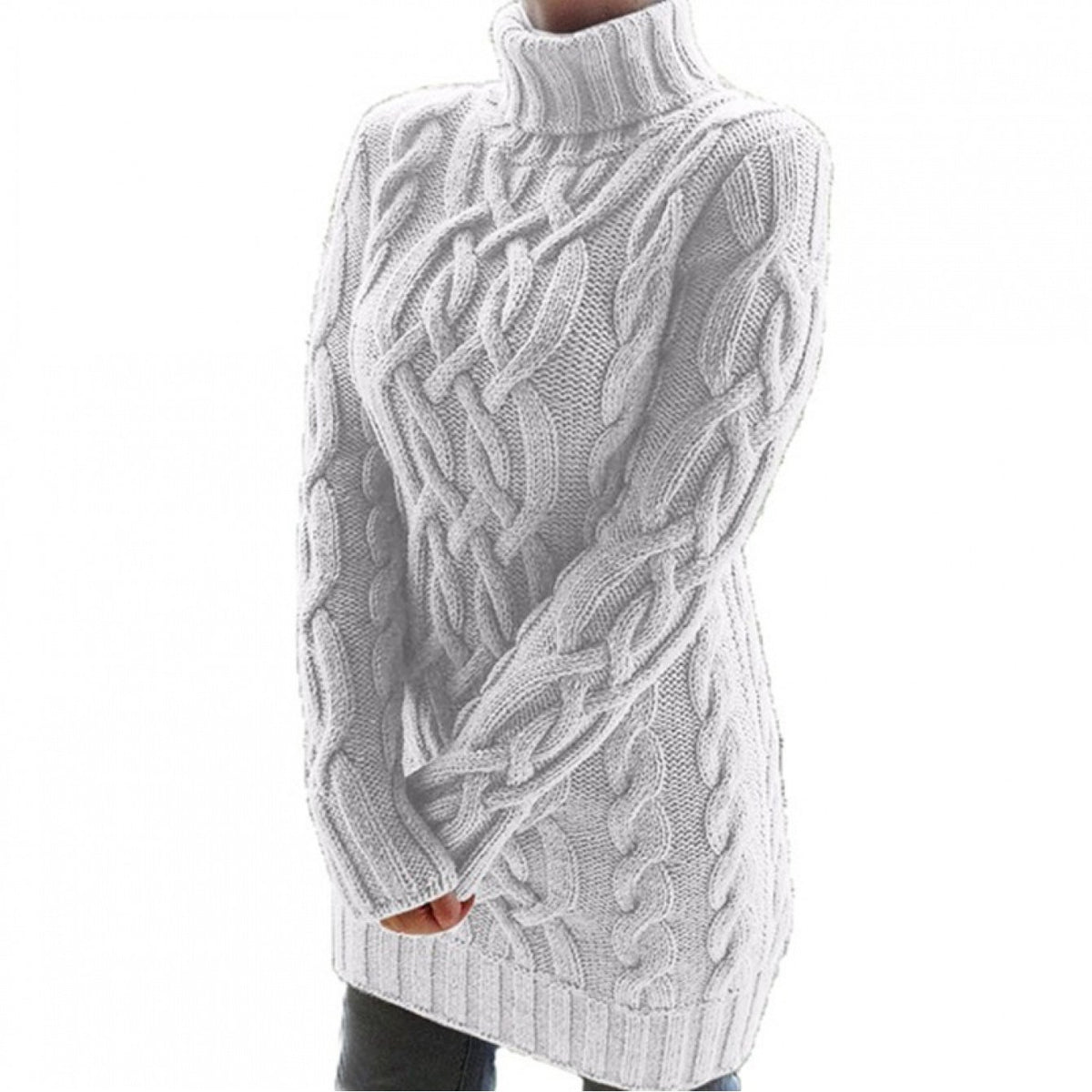 Women'S Retro Thickened Sweater - European & American Style Double Collar Pencil Dress, Solid Color Winter Warmth, Elegant Office & Semi-Formal Attire, Durable Thick Yarn Construction, Comfortable Casual to Professional Outfi