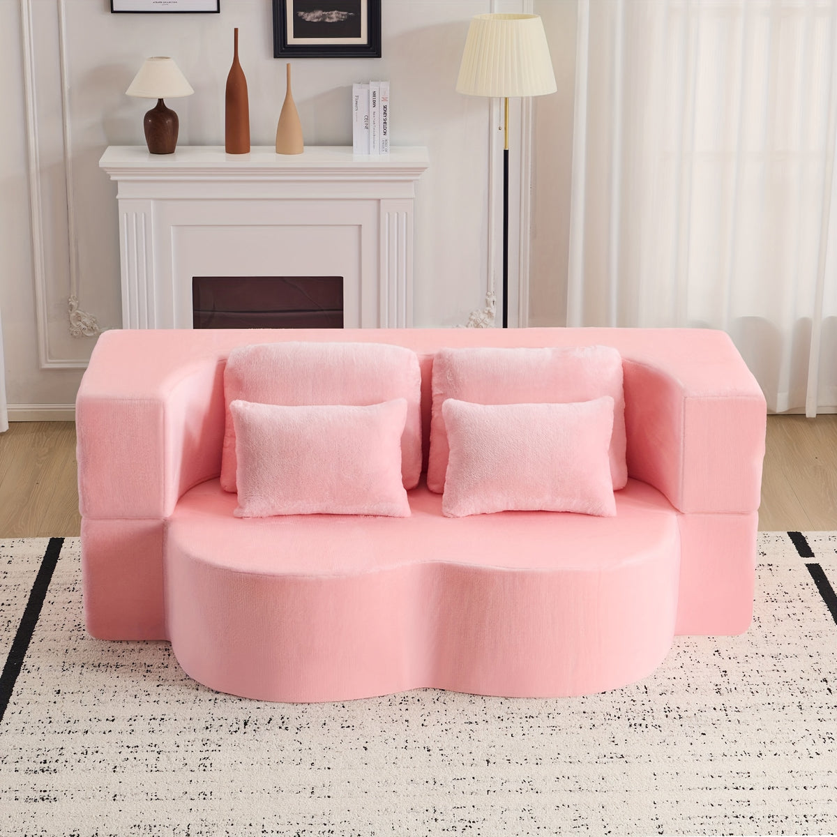 Queen Size Foldable Sofa Bed, Chenille Futon Sofa Couch, High-Density Foam Convertible Sleeper Sofa, Foldable Floor Couch Bed for Living Room, Guest Room, Bedroom