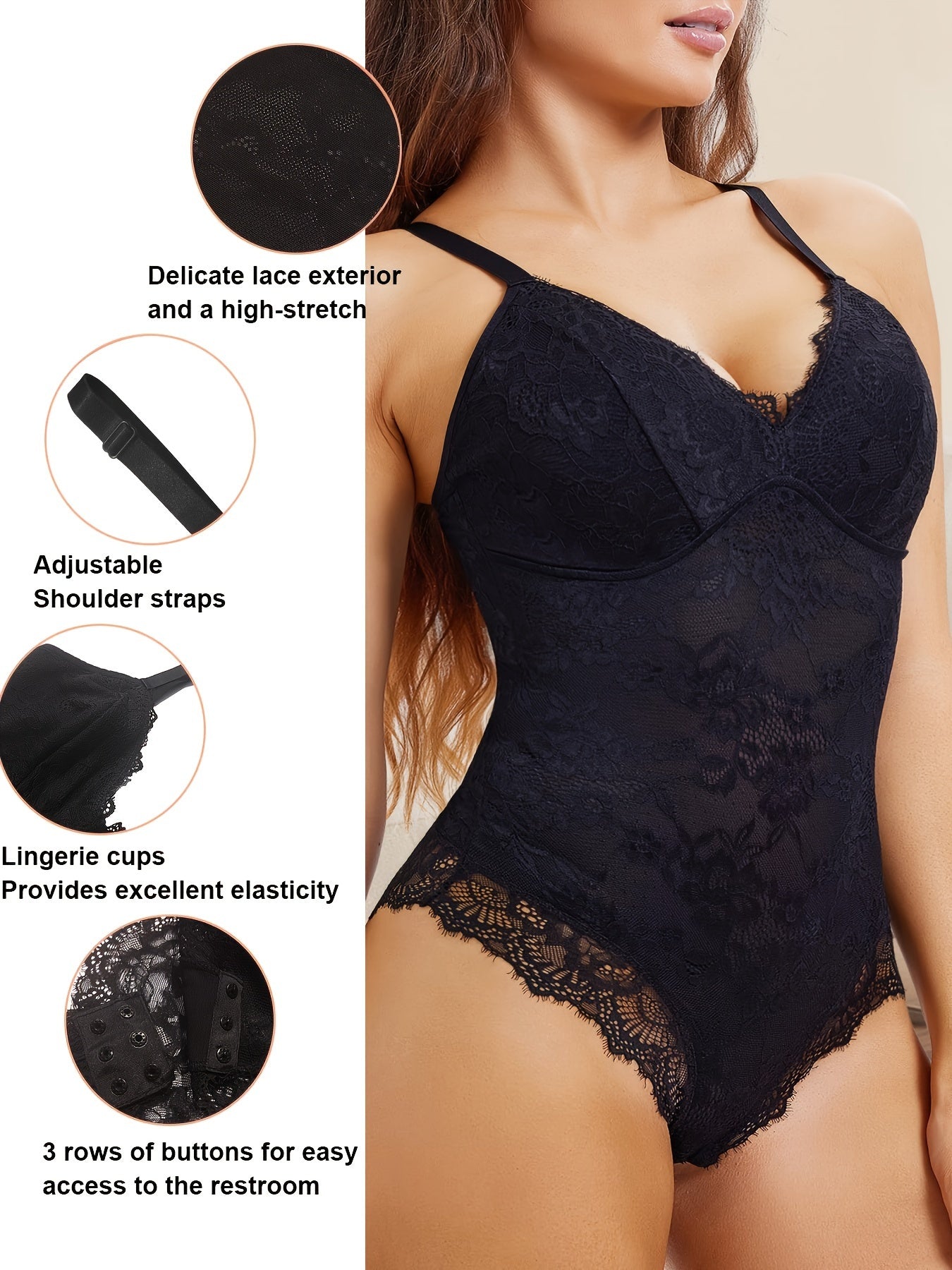 Two-Pack Large Size Women's Printed Lace Shapewear Body Suit Abdominal Shapewear V-Neck Vest Style Top Body Shaper