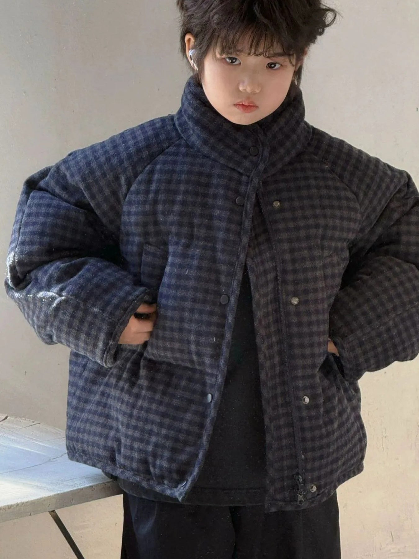 ' Korean-Style Winter Jacket Thick Warm & Coat with Collar & Padded - Soft Outer & Cotton Lining for School, Play, Outdoor - Unisex Cold-Weather Outerwear (Hand Washable)