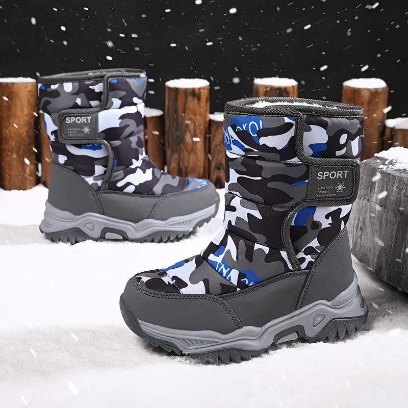 Kids' High-Top Snow Boots - Non-Slip Warm Winter Shoes with Closure, Durable TPR Sole & Breathable Fabric Lining for Outdoor Hiking, Casual Wear - Boys & Girls, Hiking Boots, Hiking Footwear, Sporty Design, Secure Fit Footwea