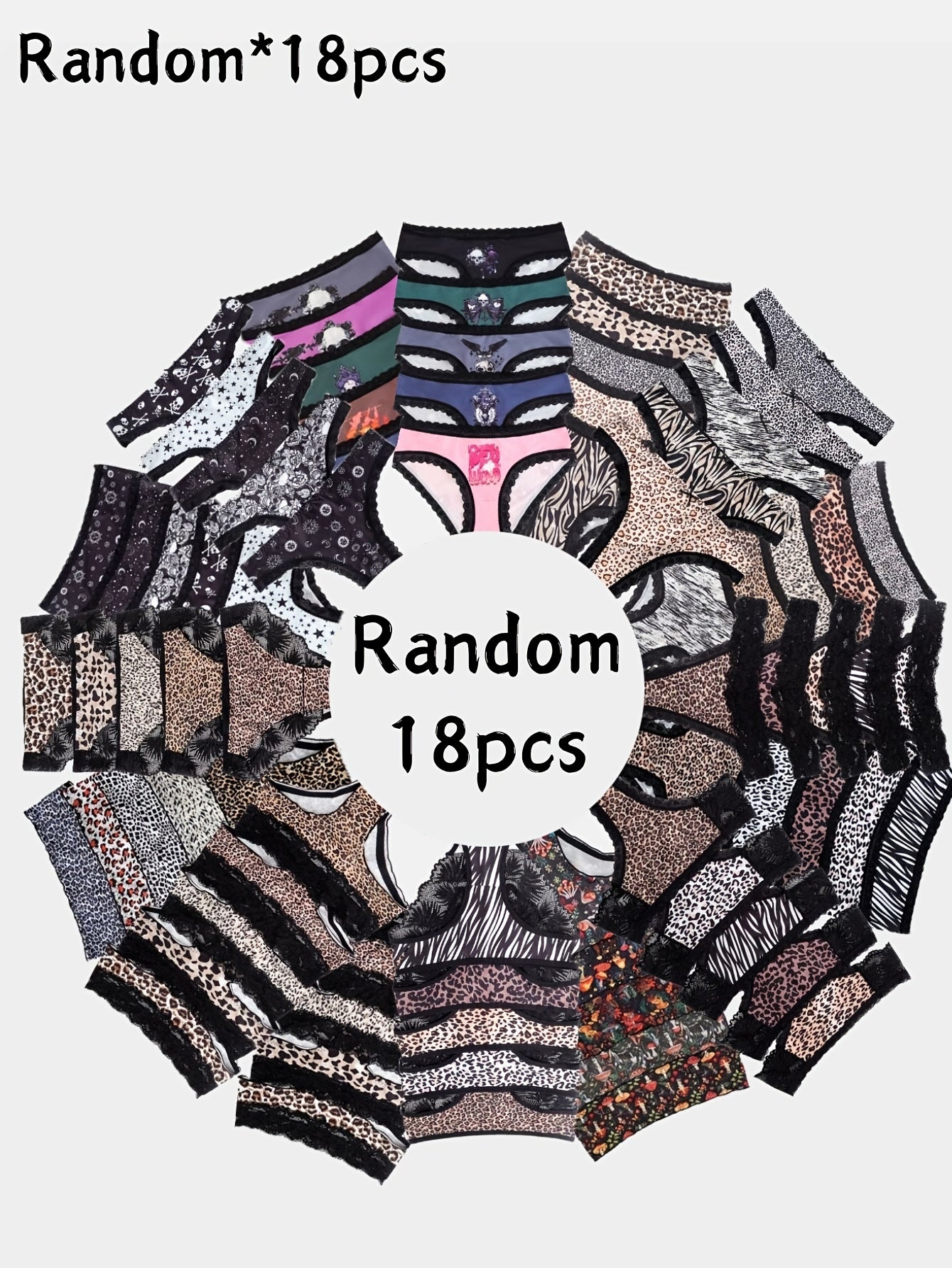 18pk Mixed Random Women's Panties | Triangle T-shaped Low Waist | Seamless Breathable | Leopard Print/star Moon/forest/lace