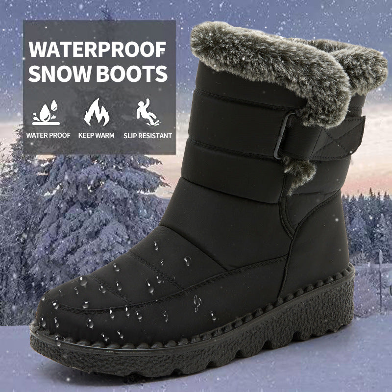 Women's Winter High Quality Non-Slip Snow Boots with Thick Warm Faux Rabbit Collar - PVC &  Cold-Resistant Boots, Sole for Ice Traction, Warm Winter Footwear for Snow, Ice, Freezing Floors