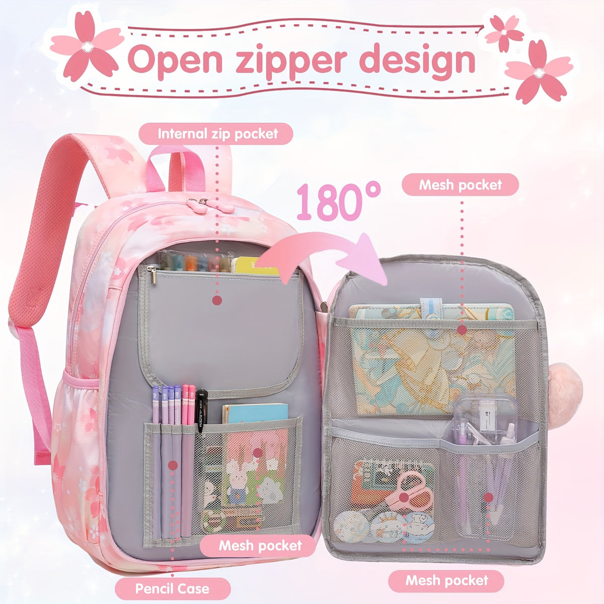 For My Melody Cartoon Shoulder Bag Quicksand Effect Cute Student Schoolbag Travel Backpack New Semester Gift Gift 1 Plush Pendant 2 Badges And Stationery Set Outdoor Camping Hiking Ultra-lightweight Equipment Travel Essential