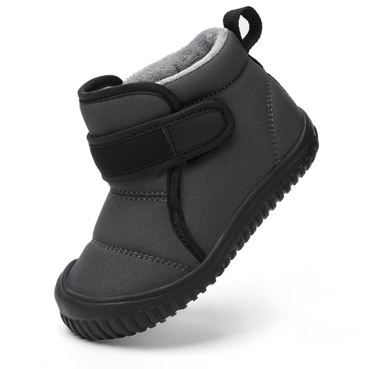 [Winter Warm Snow Boots] Winter Warm Snow Boots | Soft Fabric Lining & Cushioned Insole | Black/Pink/Gray Casual Shoes for Boys & Girls, Easy Slip-On with Durable Rubber Sole