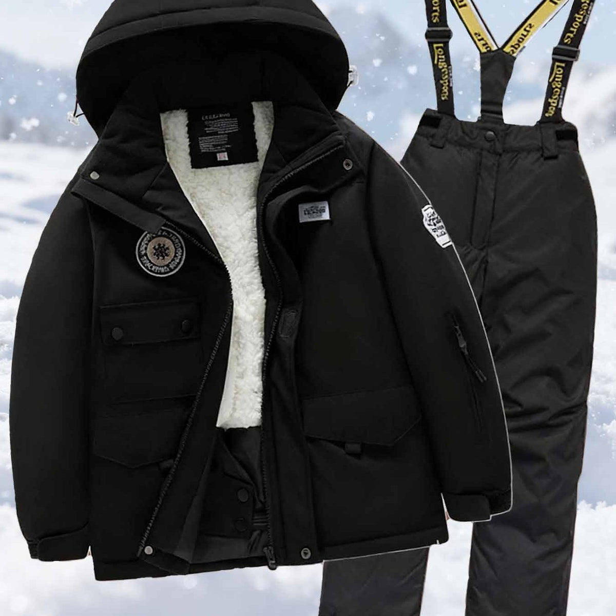 Kids Ski Suit Set, Heavy Duty Warm Boys&Girls Snowsuit with Lining, Windproof Ski Jacket&Pants, Thermal Insulated Outdoor Ski Gear, Winter Snow Wear for Children Toddlers&Youth, Multi-Color Available