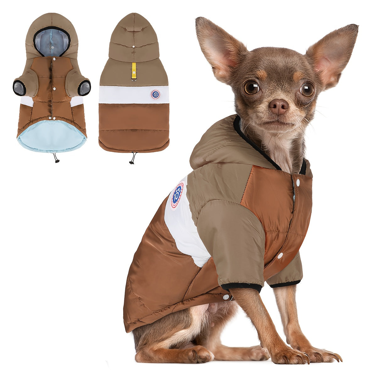 Warm Dog Hooded Jacket Winter Coat for Small to Medium Dogs - Soft Insulated Pet Jacket with Hood, Easy Buckle Closure, Machine Washable Orange Outerwear for Cold Weather Walking, Hiking & Outdoor Adventures - Safe & Warm Dog