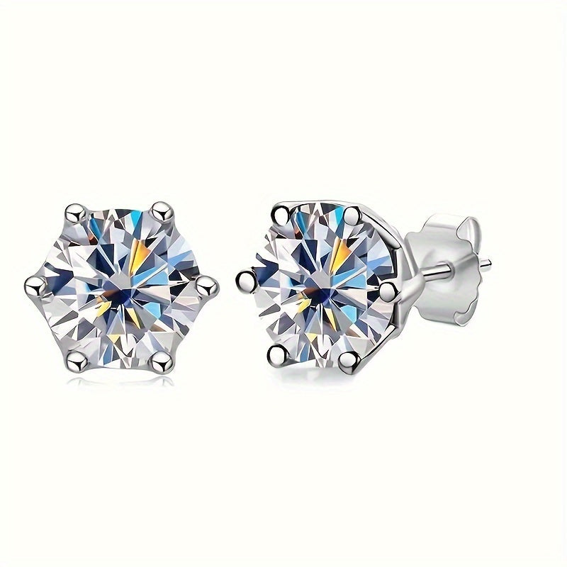 1pair 925 Pure Silvery Mozambique 's And 's Couple Sister Hip-hop Rock Earrings, Wedding Birthday Anniversary New Year's Gift, for Teenager, Anniversary Gift, New Year Gift, Stylish Earrings, Rock Style, Synthetic Gemstone, E