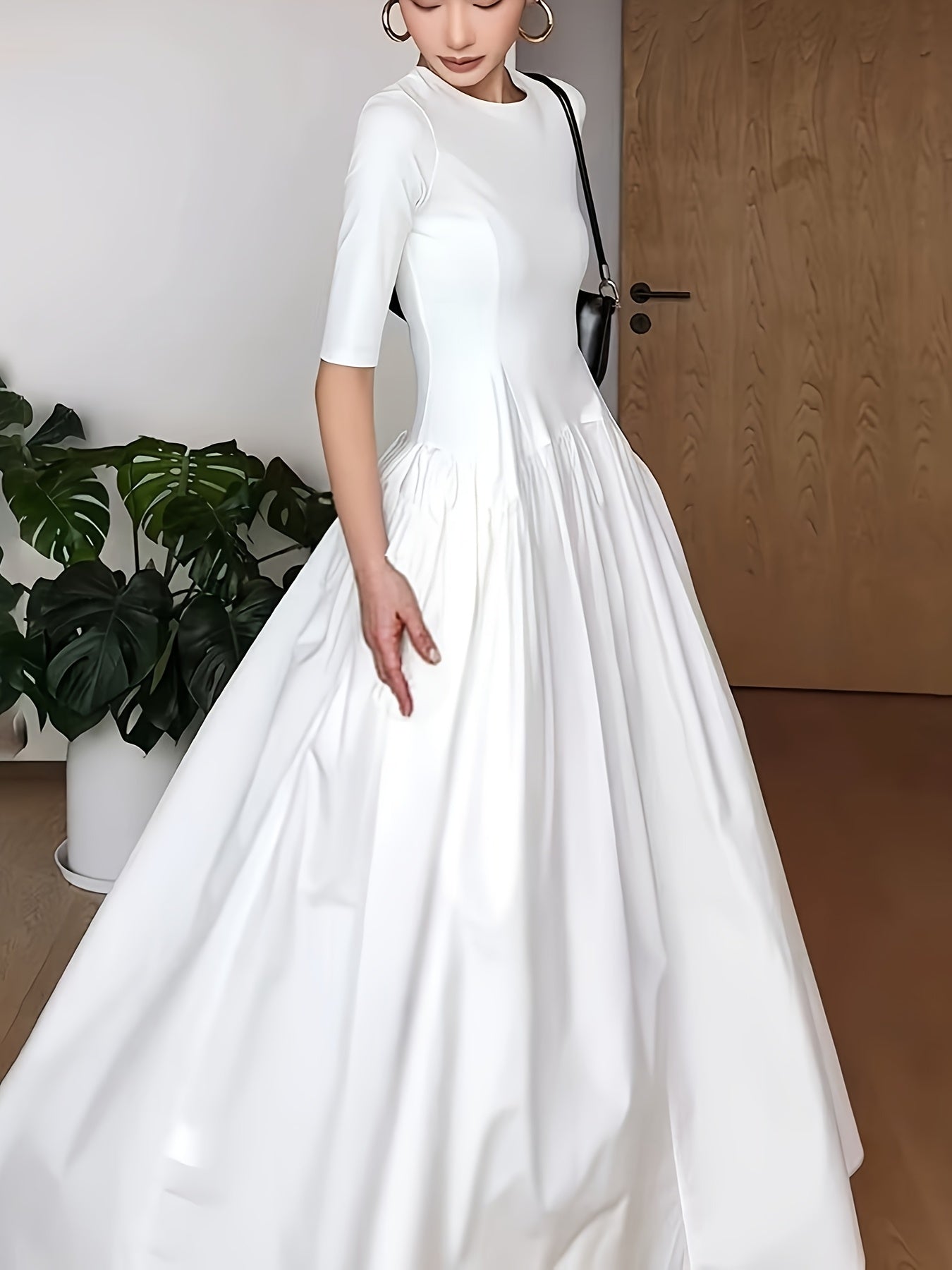 [Elegant French Style] Elegant French Style Maxi Dress | Smock Waist & Ruffle Hem | Party Wedding Guest Gown, Machine Washable Spring Summer Fall Formal Evening Dress