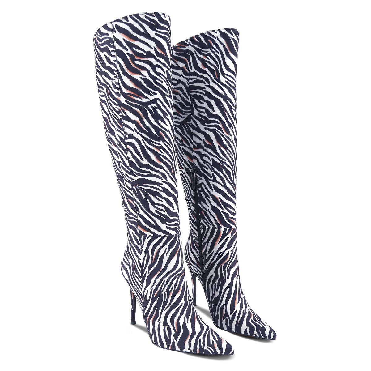 Women's Exotic Stiletto Boots - Striking Animal Print Design & Tall Boot Silhouette & Comfortable Supportive Sole for Fashion Events/Evening Wear/Parties