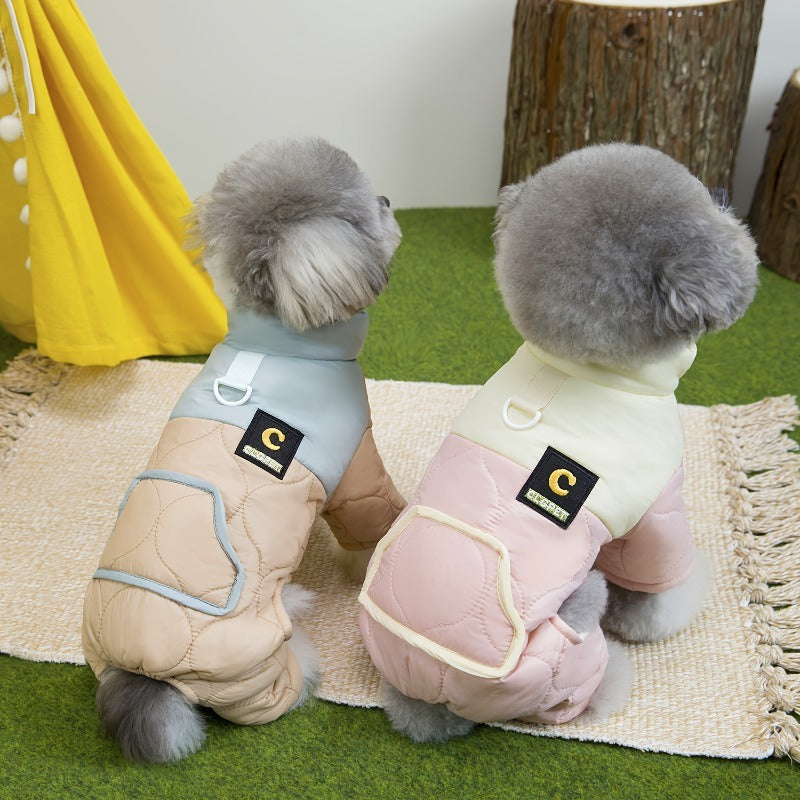 British Style Winter Warm Dog & Cat Sweater - Cozy Snap Button Jumper with Paw Socks, Cold-Resistant Pet Coat for Small & Large Dogs, Soft Durable Fabric, Light Gray Pink, Easy On/Off & Secure Fit for Indoor/Outdoor Use, Styl