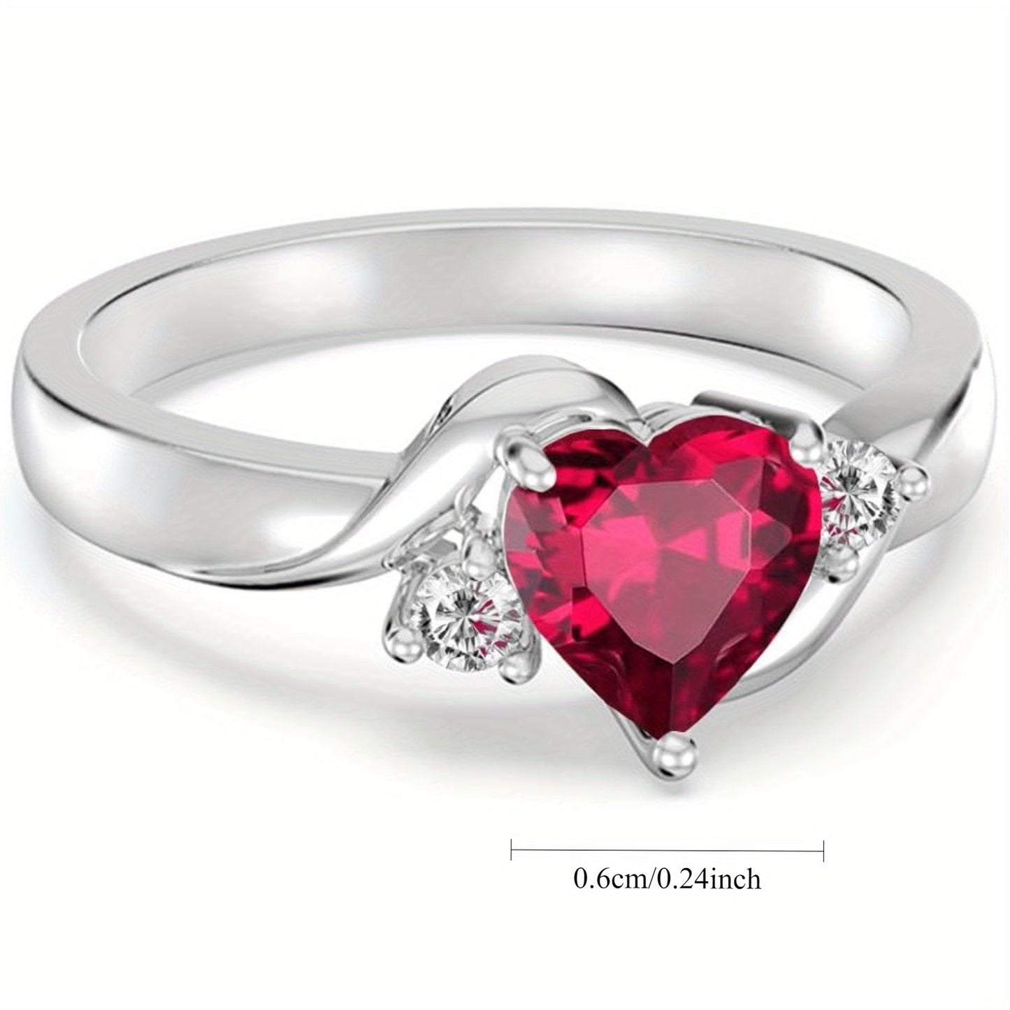 1pc July Birthstone Ring for Women - 925 Sterling Silver with Red Heart & Cubic Zirconia Accents, Elegant Classic Design, Perfect for Birthdays, Mother'S Day, Anniversaries, and Casual Attire, Anniversary Jewelry, Sophisticat