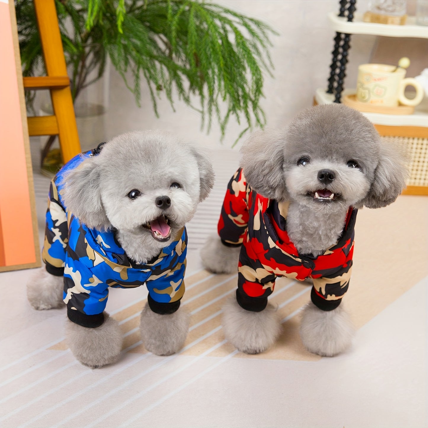 Pet Dog Clothes, Pet Four-legged Clothes, Pet Clothing for Autumn And Winter, New Buttoned Camouflage Four-legged Clothes