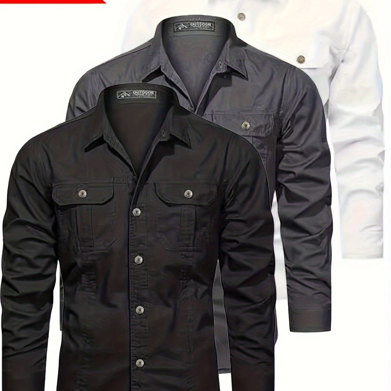 3pcs Set • Long-Sleeve Casual Outdoor Shirts • Multiple Pockets • for Spring And Autumn