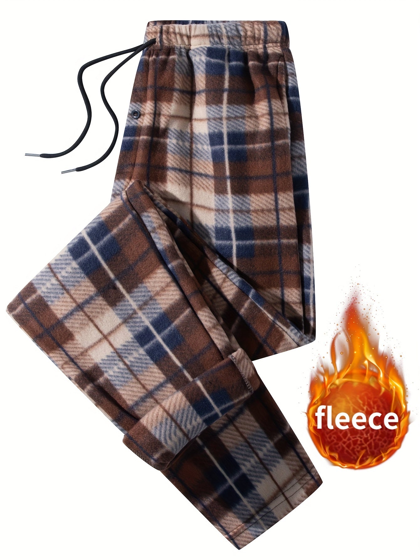 [4pcs Fleece Plaid Pants] 4pcs Set of Double-Sided Brushed Fleece Flannel Plaid Pants, Plaid Print Casual Sports Pants, Men's Outdoor Casual Sports Wear, Versatile Style, Details Elastic Band Plus 2 Insert Pockets