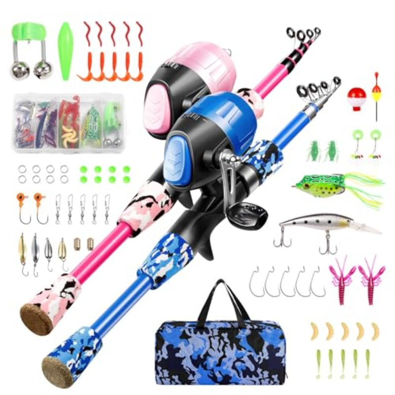 Gamashino Telescopic Fishing Rod and Reel Combo with Lures & Carry Bag - Portable Collapsible Fishing Pole Suitable for Boys, Girls, Youth - -in- Fishing Equipment, Lightweight Rod & for Beginners, Ideal Gift for Fishing Trip