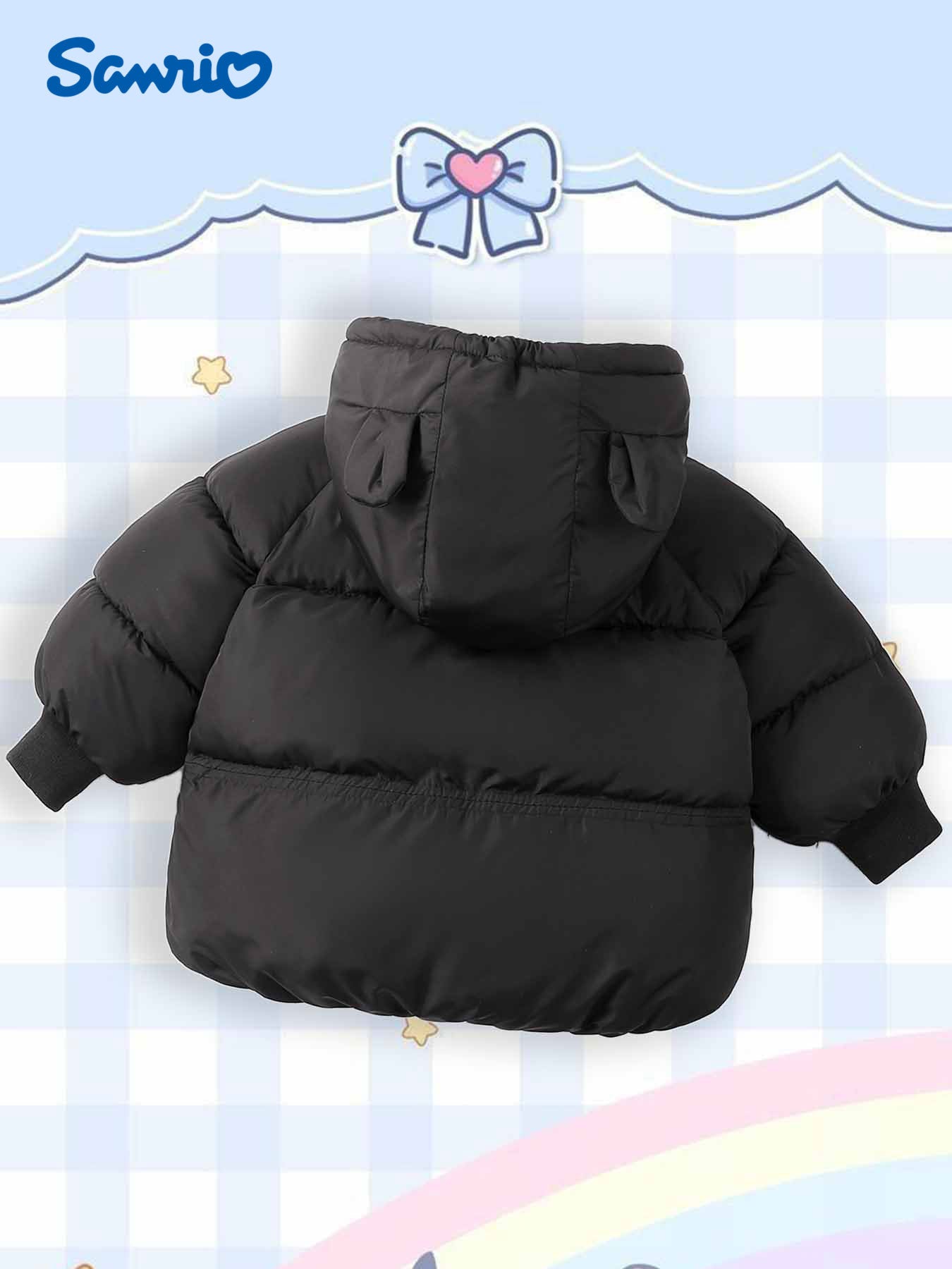 Sanrio Official Licensed Cinnamoroll 3D Bear Ears Hooded Jacket - Thick Winter Coat with Heart & Cinnamoroll Print, Unisex & Casual Outerwear, Warm Jacket for Outdoor Play & Daily Wear, Cute Character Design (Officially Licen