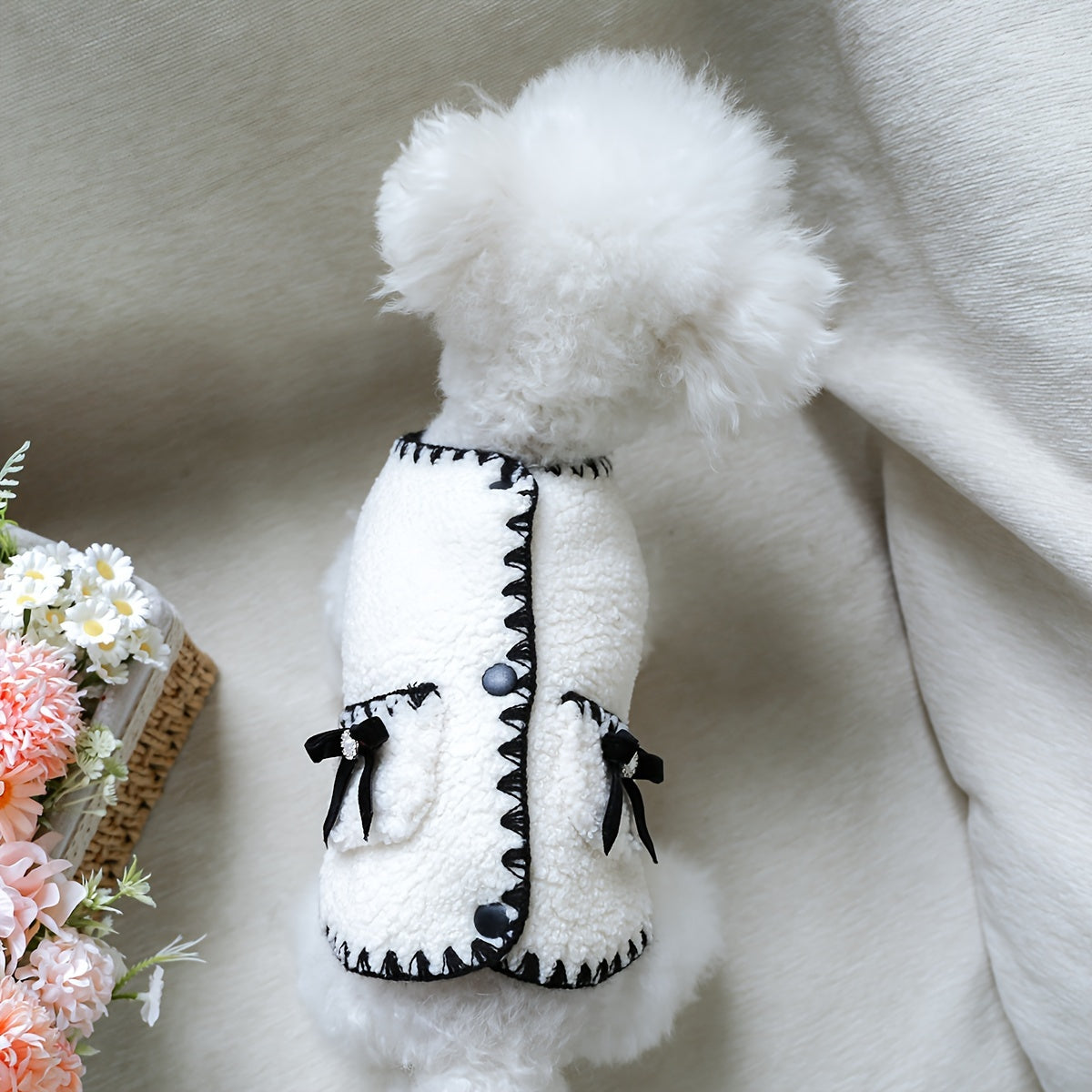 Fragrant Style Dog Winter Coat Vest with Full-Zip Closure & Piping - Warm Jacket for Small/Medium Dogs (Bichon, Pomeranian, Schnauzer, Teddy) - Cozy Pet Clothing for Cold Weather, Durable & Easy On/Off Outfit, Dog Winter Jack