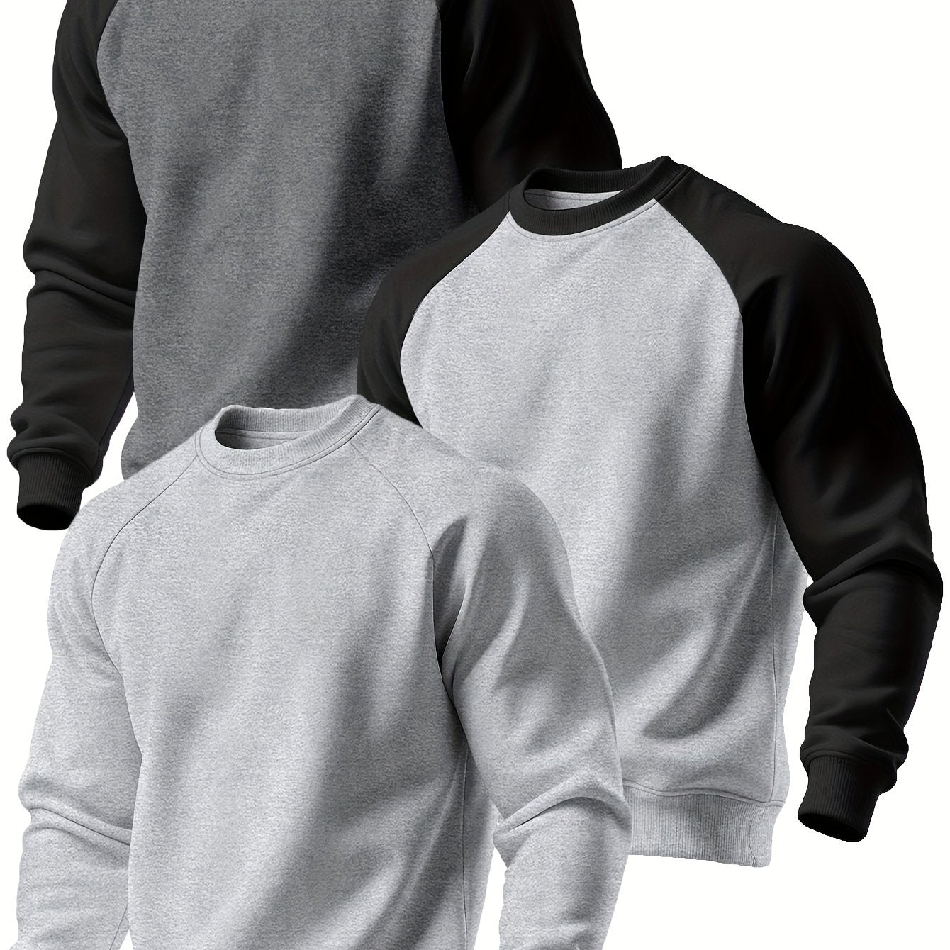[Men's Sweatshirt 3-Piece Set] Men's High-End Thickened Warm Sweatshirt Three-Piece Set - Autumn And Winter Round Neck Long Sleeve Casual Easy (250G Brushed Fabric)