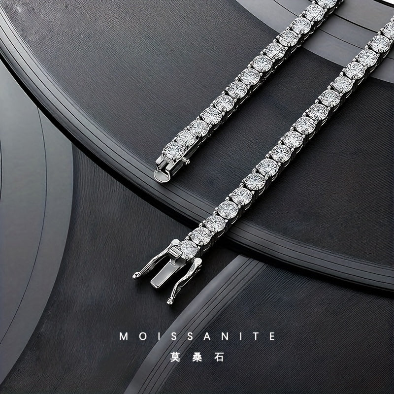 4mm Moissanite Tennis Necklace, S925 Silver Women'S Necklace, Four Sizes Available (18/20/22/24inch), Banquet/party/dinner Senior Accessories, Suitable for Gifts | Party Wedding | Birthday | Christmas | Halloween | Thanksgivi