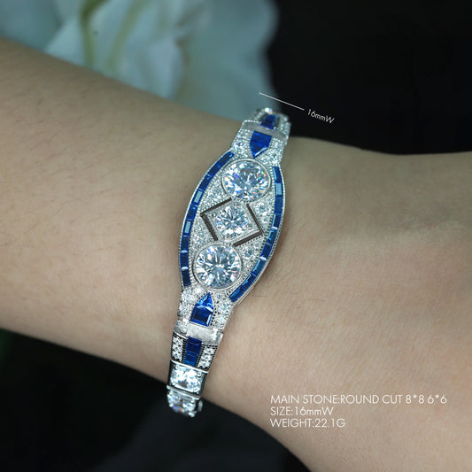 925 Silvery Jewelry Royal Blue Art Deco Decorative Antique Style Party Jewelry 's Bracelet The Perfect Gift for Your Girlfriend Wedding Accessories 's Accessories Birthday Gifts Holiday Gifts Fashionable Items for, for Teenag
