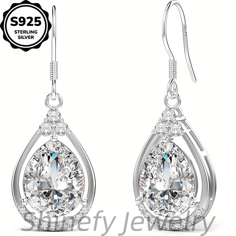 925 Sterling Silvery Teardrop Moissanit Drop Dangle Earrings for Women Pear Cut VVSD Moissanit Dangle Earrings Hypoallergenic Jewelry, Wedding, Carnival, Thanksgiving, Christmas, Birthday Send Lovers Send Family Send Friends