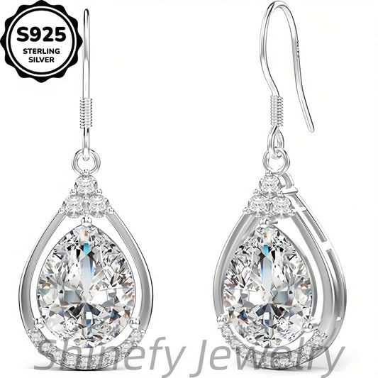 925 Sterling Silvery Teardrop Moissanit Drop Dangle Earrings for Women Pear Cut VVSD Moissanit Dangle Earrings Hypoallergenic Jewelry, Wedding, Carnival, Thanksgiving, Christmas, Birthday Send Lovers Send Family Send Friends