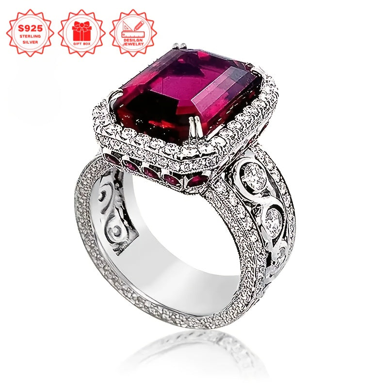 1pc Women'S S925 Silver Fashion Luxury Retro Gorgeous Ring Women'S Anniversary Promise Engagement And Wedding Moissanite Pure Silvery (Gift Box) Ring, Silvery Engagement Ring, Moissanite Engagement Ring, Wedding Jewelry, Anni