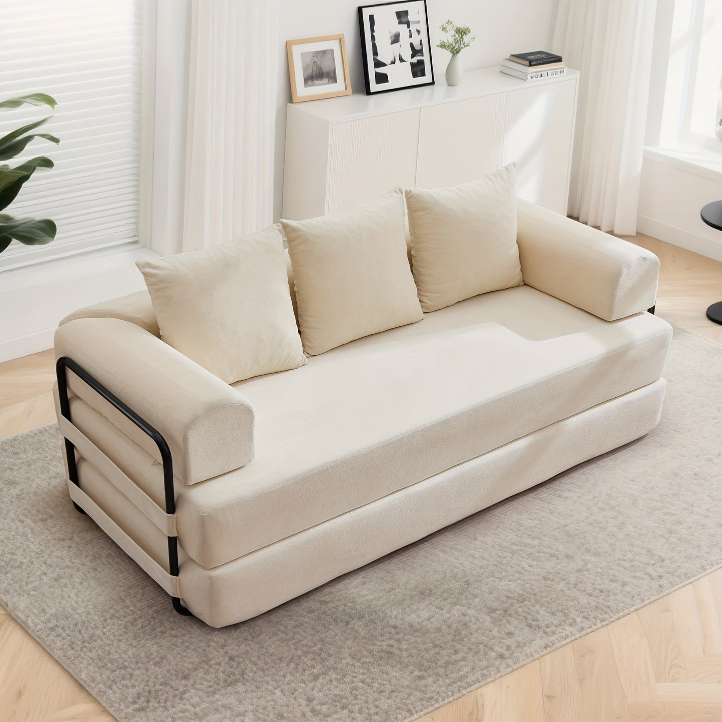75-inch Living Room Sofa Bed, KORSER Modular Sofa, Double Multi-position Sofa Bed, Elegant Decoration, Thick And Comfortable Cushions, Durable Structure, Extra Deep Seat Sofa, Comfortable Chenille Fabric