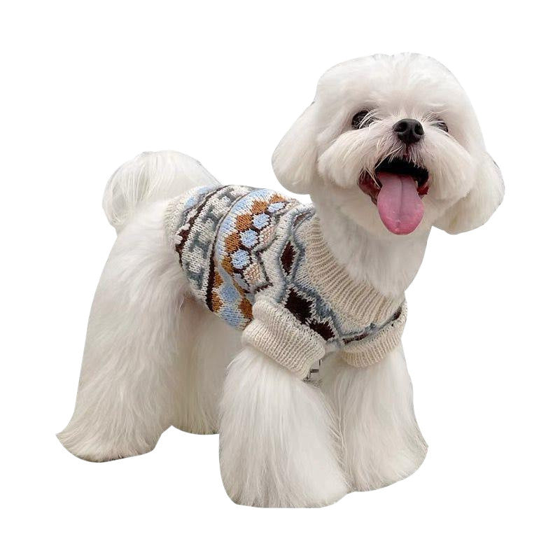 Small/Medium Dog Sweater Winter Warm Pullover - Thickened Beige Sweaters for Pomeranian, Chihuahua, Poodle, Shih Tzu - Soft Cozy Puppy Clothes with Easy Slip-On, Cute Pet Outfit for &