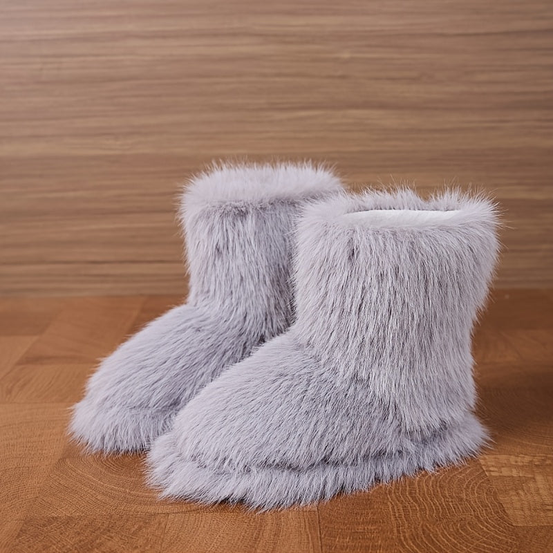 Women's Faux Fur Boots, Winter Snow Boots, Warm Fluffy Faux Fur Snow Boots, Outdoor Flat Bottom Warm Shoes, Suitable for Christmas And Valentine's Day Gifts (Style Enthusiasts), Essential Tools for Warmth -3 Colors