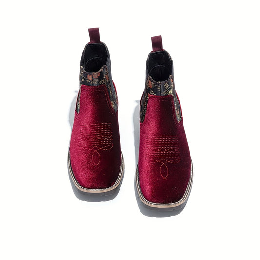 Men's Slip-On Elastic Chelsea Ankle Boots - Low Heel Lace-Free Faux -like (Imitation) Upper, Round Toe TPR Sole, All-Season Black/White/ Booties for Weddings, Parties, Business & Casual Wear - Comfortable s