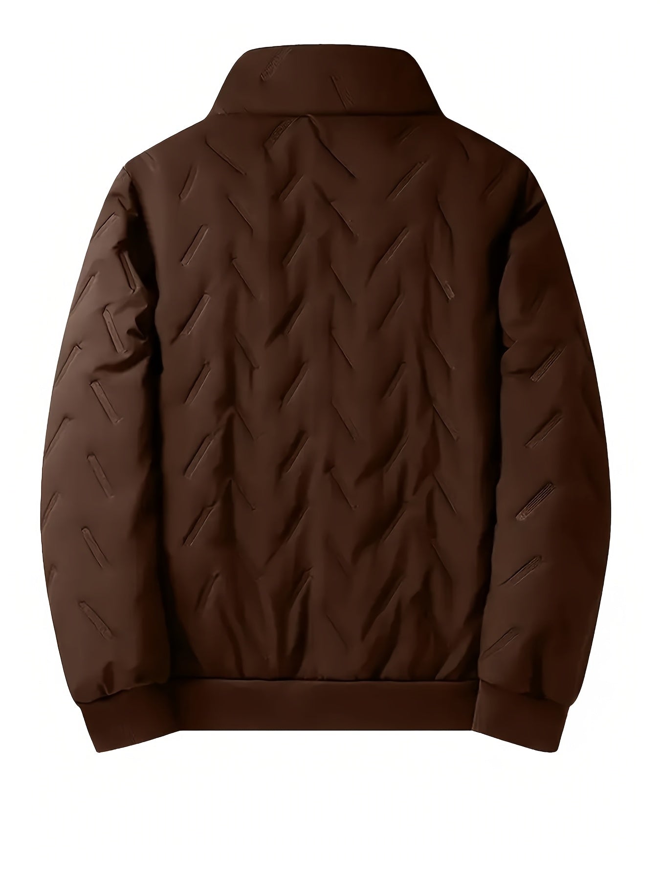 2pcs - Autumn/ Winter two-piece Men's stand up collar jacket, long sleeved jacket, pants jacket, Men's winter casual jacket set, with plush lining and polyester fabric stand up collar pocket