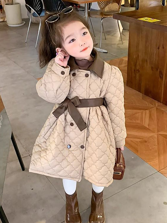 Girls' Winter Warm Thickened Coat with High Collar & Pockets - Thick Long Jacket, Outerwear for, Playdates & Cold Weather, Hand Washable Girls' Outer Layer (Regular Fit)