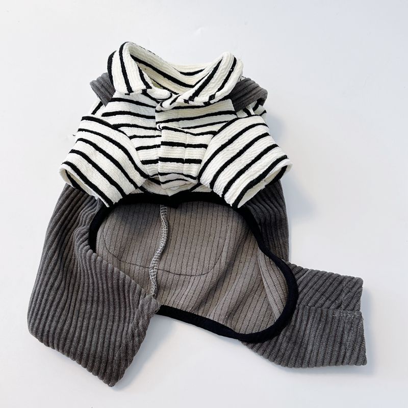 Small Breed Dog & Cat Winter Warm Corduroy-Like Jacket with Collar & Adjustable Buckle Belt - Pomeranian, Chihuahua, Shih Tzu Coat | Cozy Pet Clothes for Xmas, Cold Weather (Grey, Easy On/Off)