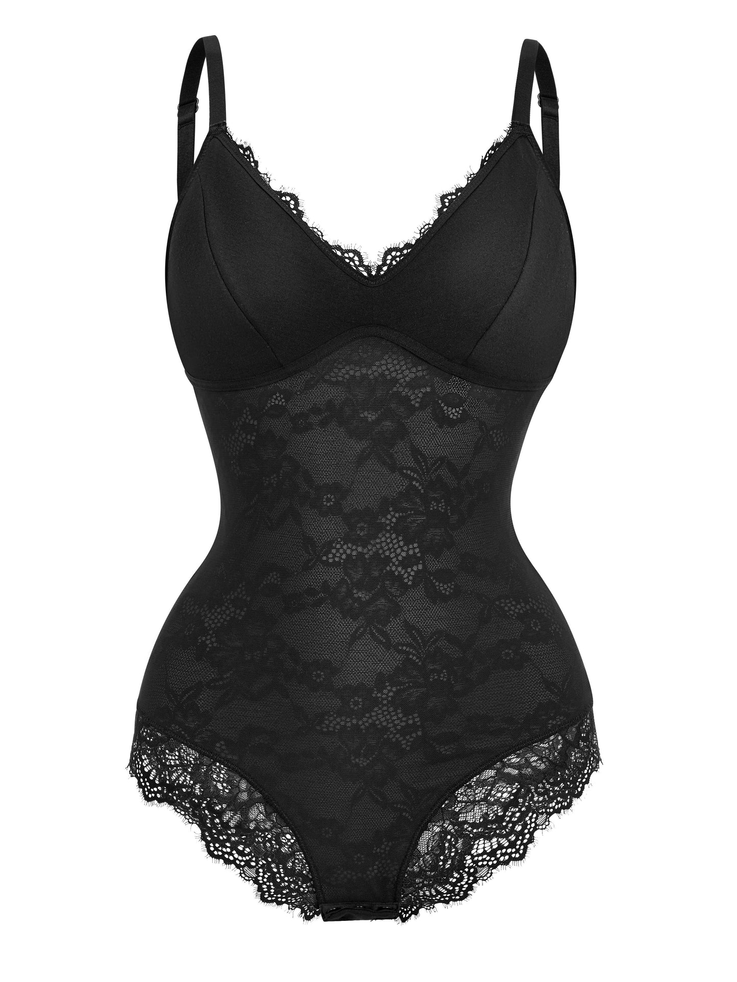 Two-Pack Large Size Women's Printed Lace Shapewear Body Suit Abdominal Shapewear V-Neck Vest Style Top Body Shaper