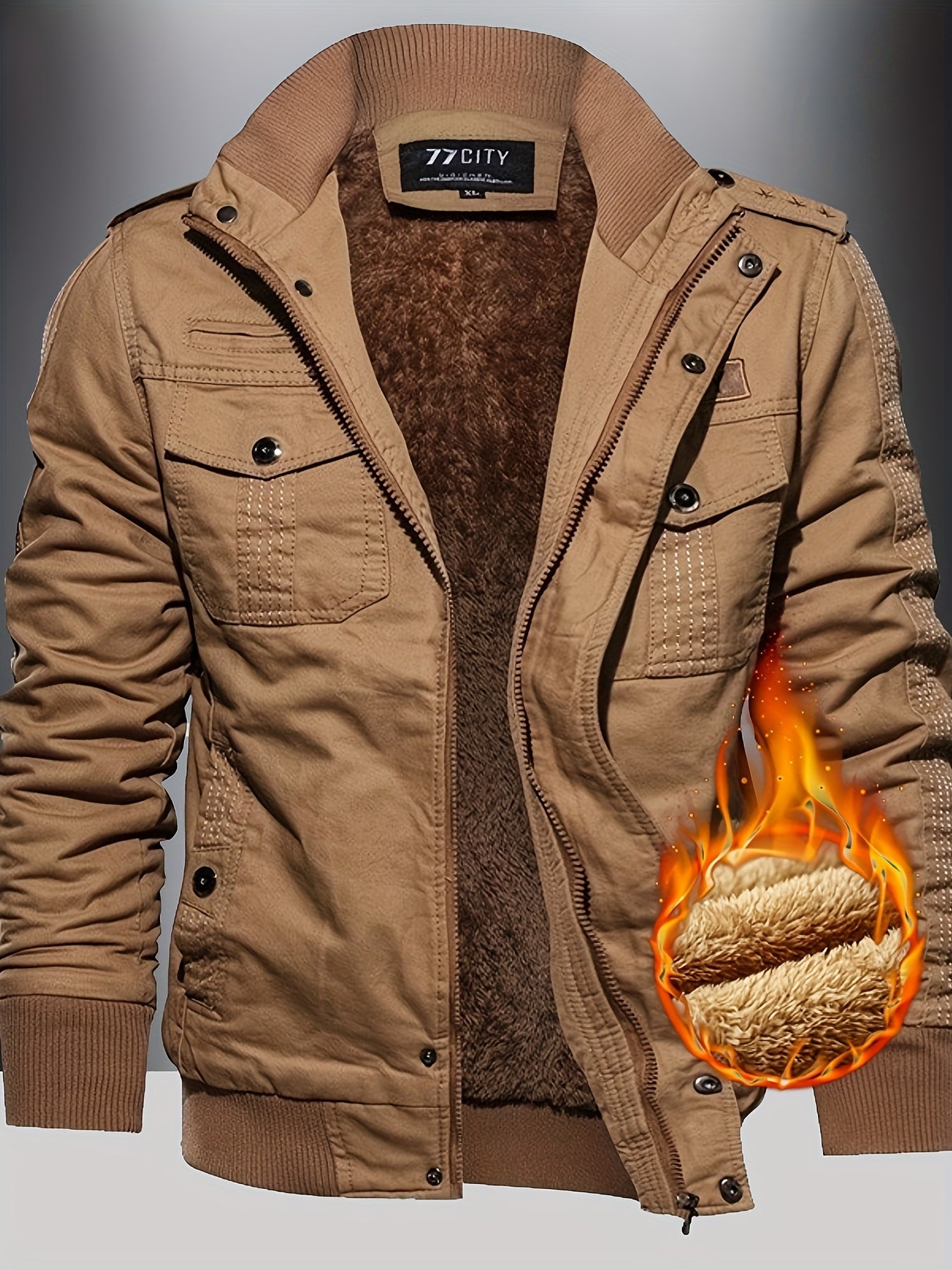 Men'S Stand Collar Washed Jacket | Fleece Lined Thickened For Fall Winter