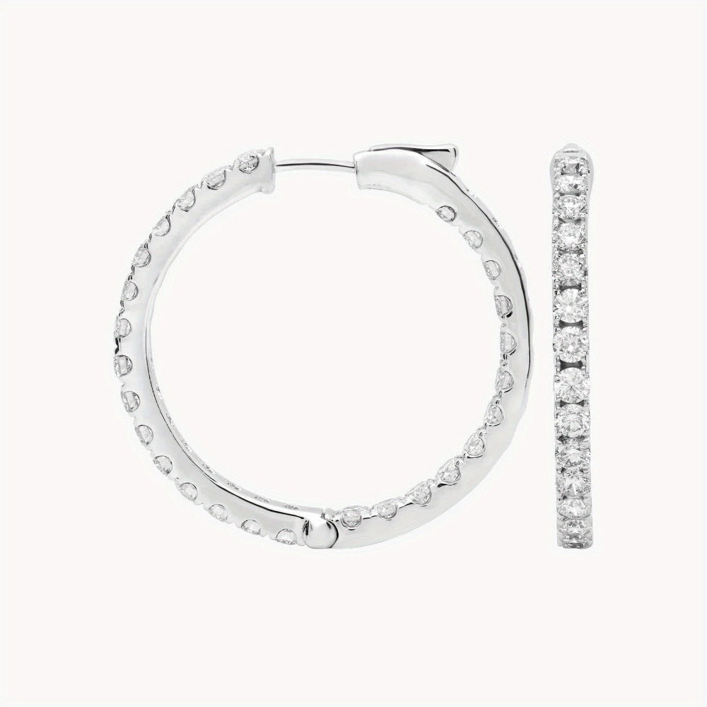AGI Certified Lab-Created Hoop Earrings - 3 CTW (Continual Total Weight) Continuous Line Hoops, -Like Brilliance for Everyday & Formal Events - Women's Jewelry Gift, Earrings, Stylish Gifts, Vintage Design, Premium Overlay, S