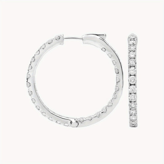 AGI Certified Lab-Created Hoop Earrings - 3 CTW (Continual Total Weight) Continuous Line Hoops, -Like Brilliance for Everyday & Formal Events - Women's Jewelry Gift, Earrings, Stylish Gifts, Vintage Design, Premium Overlay, S