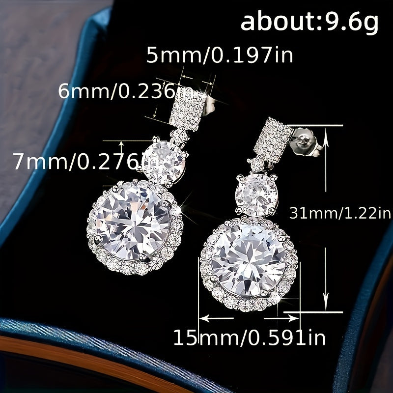 2pcs S925 925 Silver with 5 Carat Moissanite Dangle Earrings Fire Color Super Sparkle Deluxe Hot Deal Party Wedding Holiday Event Daily Wear, Engagement Wedding Holiday, Birthday, Anniversary Ideal Gifts