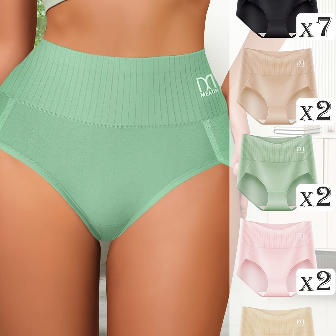15pcs Colorful Women'S Stripes Breathable & Comfortable Fit Women'S High Waisted Panties Elastic Soft Hip Wrapping High Waisted Thigh Panties Student Back To School Sports Panties & Women'S High Waisted Fashion Panties