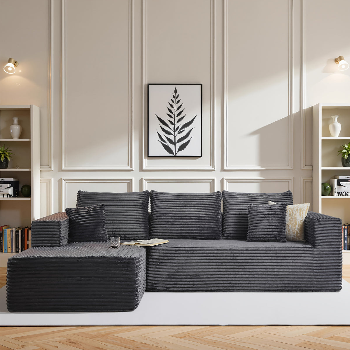 108" Cloud Sectional Couch with L-Shape Chaise, Modern Modular Sofa with Deep Seat, Upholstered Couches for Living Room Bedroom, No Assembly Required