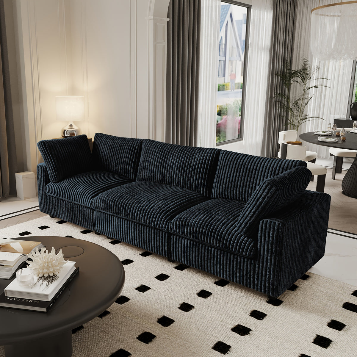 118" Modular Sectional Sofa - Modern Plush Cloud Design with Removable Cushion Covers, Convertible 2-Corner & Center Couch, Ergonomic Pillow Back & Hardwood Frame for Living Room, Apartment, Sectional Sofa for Living Room, Fl