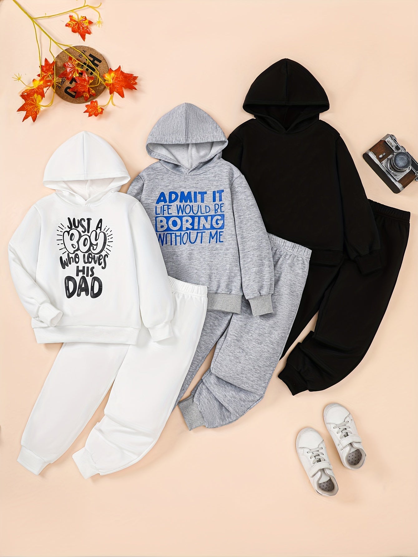 6pcs Children's Halloween  Suitable for Children Aged 3 to 15. This Set Includes A Hooded Pullover Hoodie And Pants for Boys, As Well As A Casual Long-sleeved Pullover And Pants for Boys. Perfect for Festive Occasions., Perfe