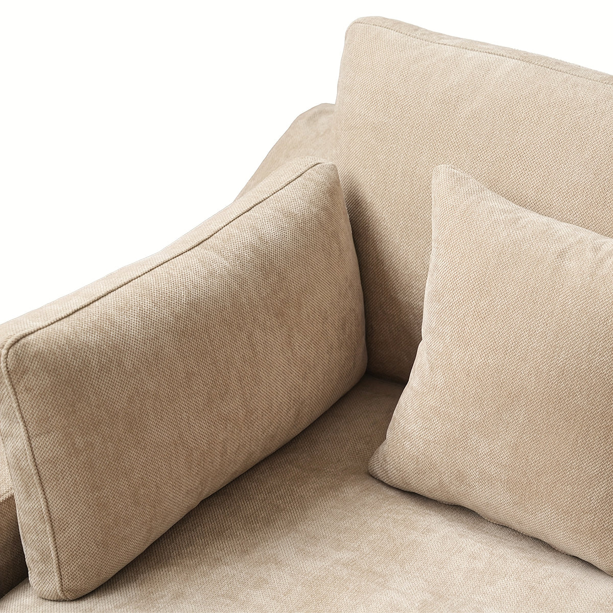Modular Sectional Sofa Cloud Couch, 119.29" Khaki Modular Couch, Linen Blend Fabric Minimalist Deep Seat Sectional Couches For Living Room, Sofa Covers Washable&Removable