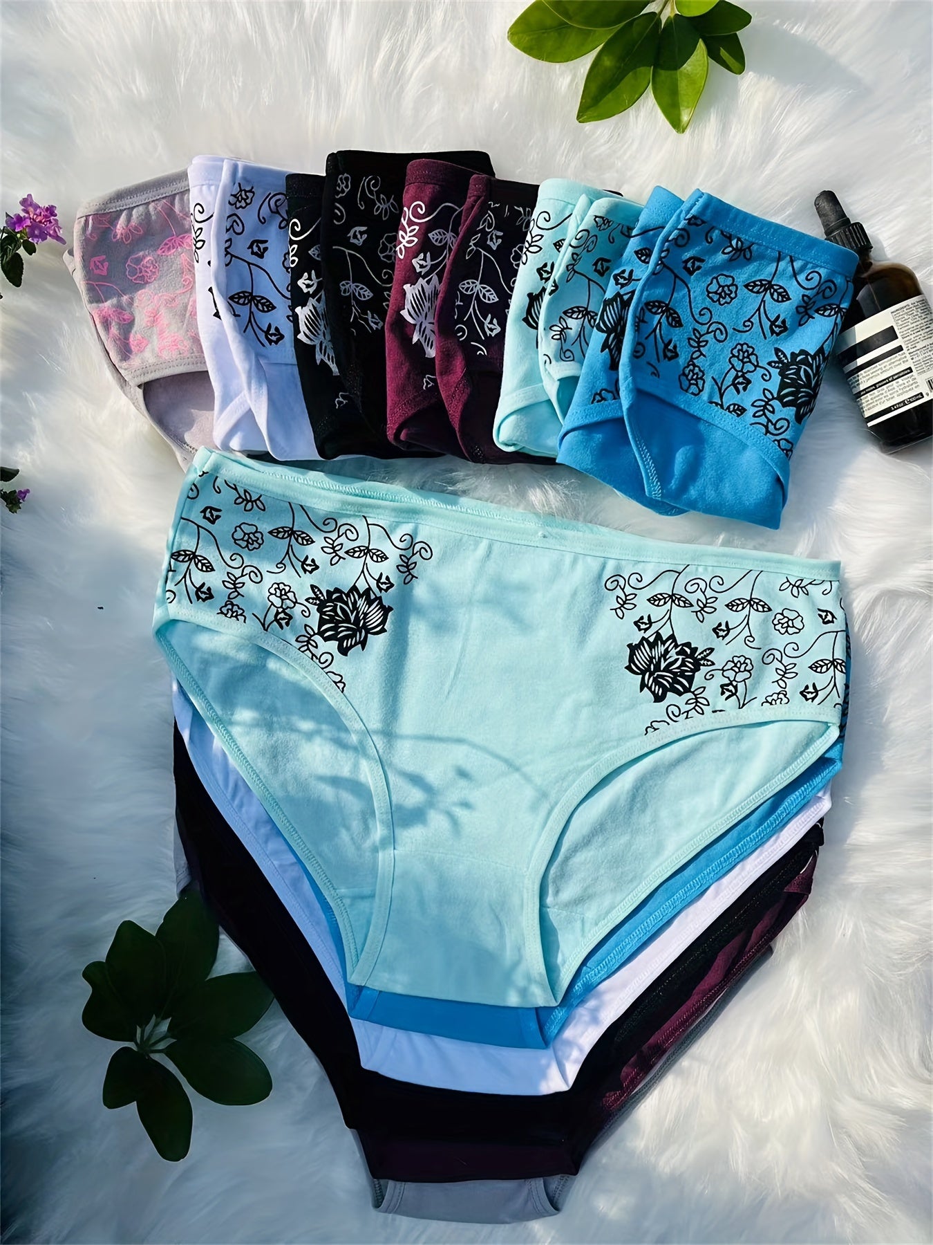 12pcs/Set Mid Waist Pure Print Panties Women Body Slimming Underwear Breathable Ladies Briefs Sexy Comfort Ladies Lingerie (6 Color Random Delivery)