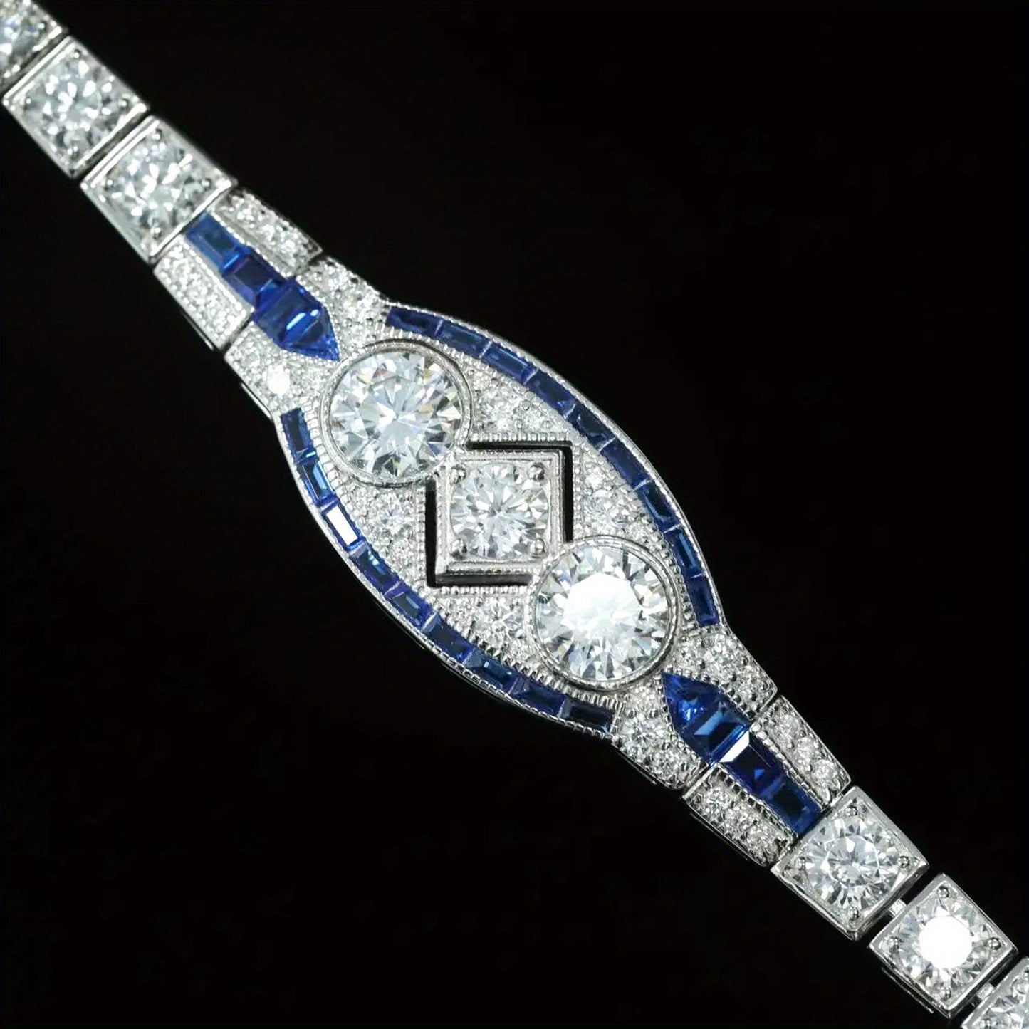 925 Silver Jewelry Royal Blue Art Deco Decorative Party Jewelry Women's Bracelet The Perfect Gift for Your Wife Or Girlfriend Wedding Accessories Women's Accessories Birthday Gifts Holiday Gifts