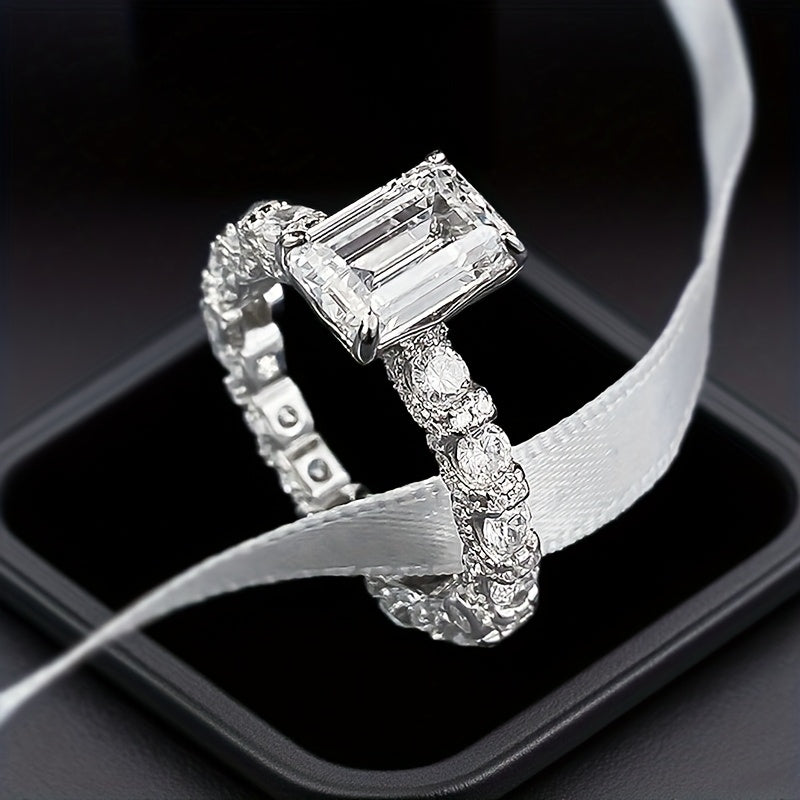 1pc 5CT radiant Chelmosanite engagement rings, wedding rings, halo rings, vintage vintage anniversary Promise bridal rings