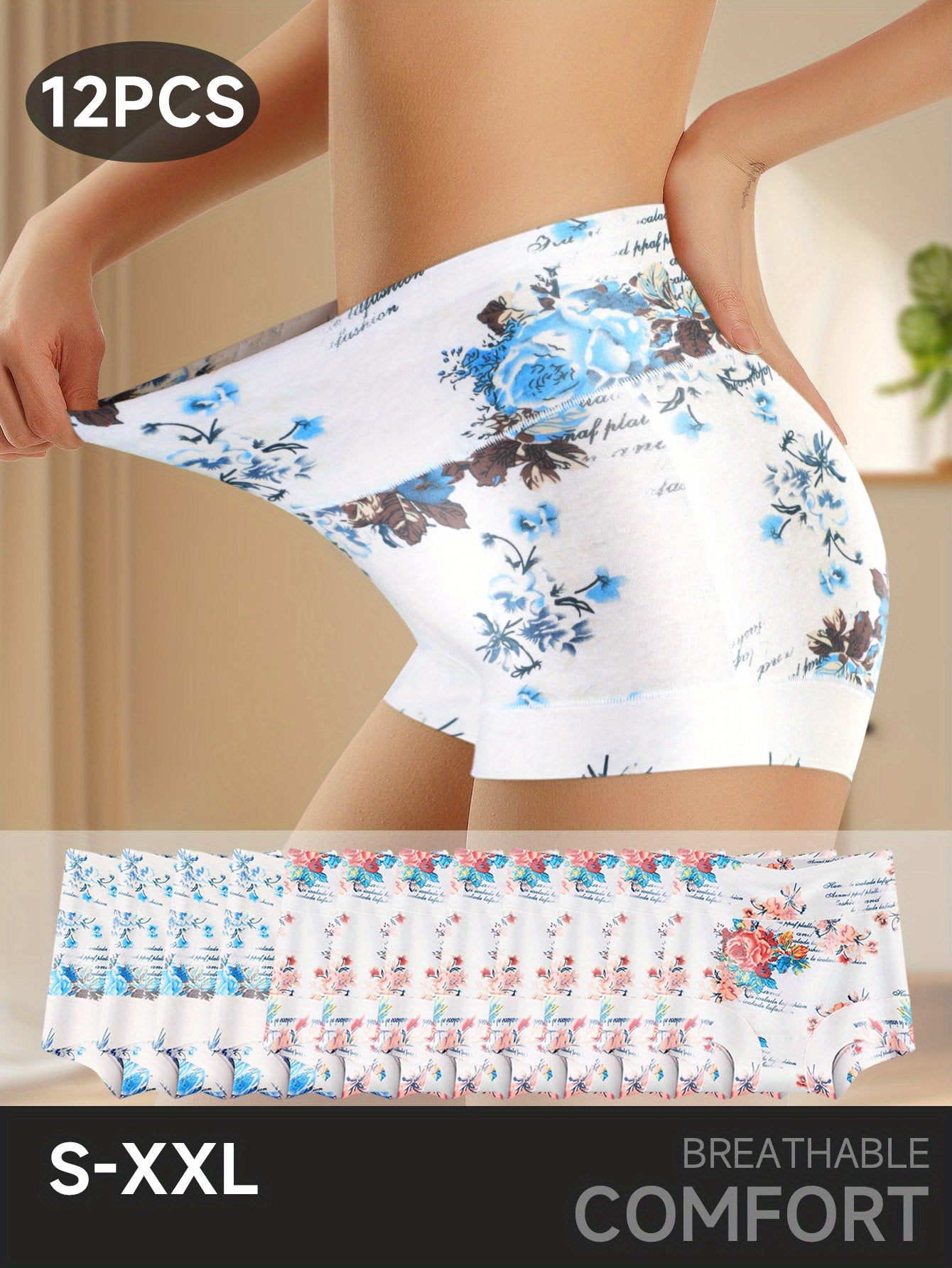 12pcs Women'S High-Waisted Straight-Leg Pants with Vintage Floral And English Letter Print Patterns. These Pants Have a And Lifting Effect, Are Made of Soft And Comfortable Fabric, And Are Breathable Without Being Stuffy. The