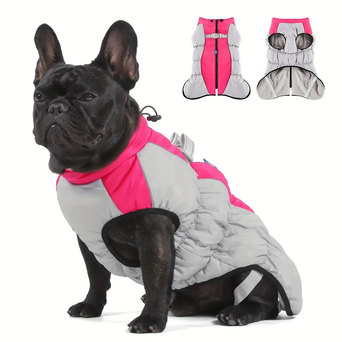 Winter Windproof Dog Jacket with Pit Bulls & Medium/Large Dogs - French Door Zipper Coat, Adjustable Buckle, Machine Washable Warm Outerwear for Outdoor Protection (Suitable for chilly spring & winter)